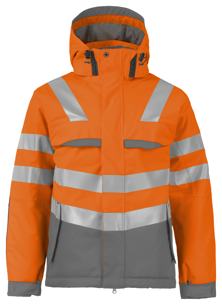 6422 GEVOERDE KORTE SIGNALISATIEJAS EN ISO 20471 KLASSE 3 - Oranje/Grijs
