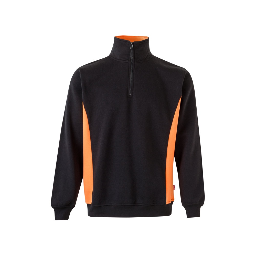 VL SVAROG. Tweekleurig sweatshirt van badstof (260g/m²), van polyester (65%) en katoen (35%) - zwart, oranje