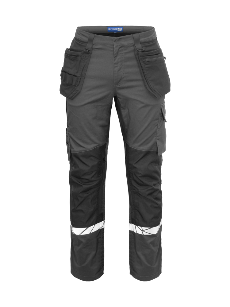 7509 STRETCHBROEK MET KNIEZAKKEN EN SPIJKERZAKKEN - grijs/zwart